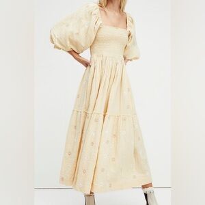 Elegant Cream Floral Maxi Dress Free People